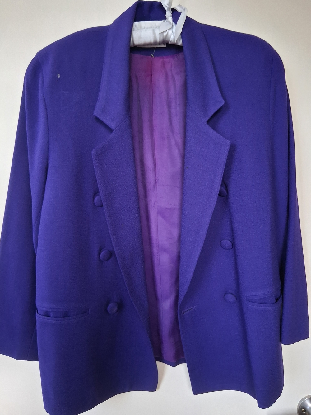 Women’s Double-Breasted Purple Wool Blend Blazer Jacket